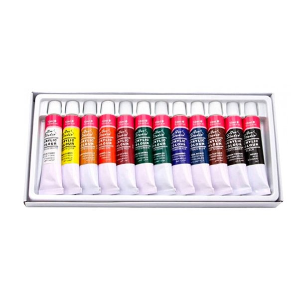 Pintura Acrilica Artist Caja Carton De 12 Colores Surtidos Tubo De 12 Ml