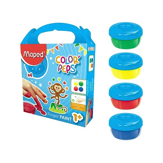 Pintura A Dedos Maped Color Peps Caja De 4 Botes Colores Surtidos 80 Gr