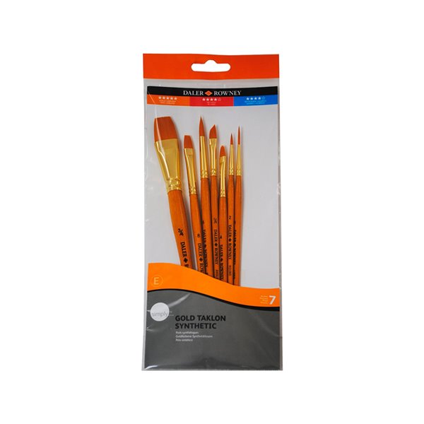 Pinceles Daler Rowney Simply Art Sintentico Mango Corto Dorado Blister De 7 Unidades