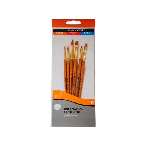 Pinceles Daler Rowney Simply Art Sintentico Mango Corto Dorado Blister De 6 Unidades