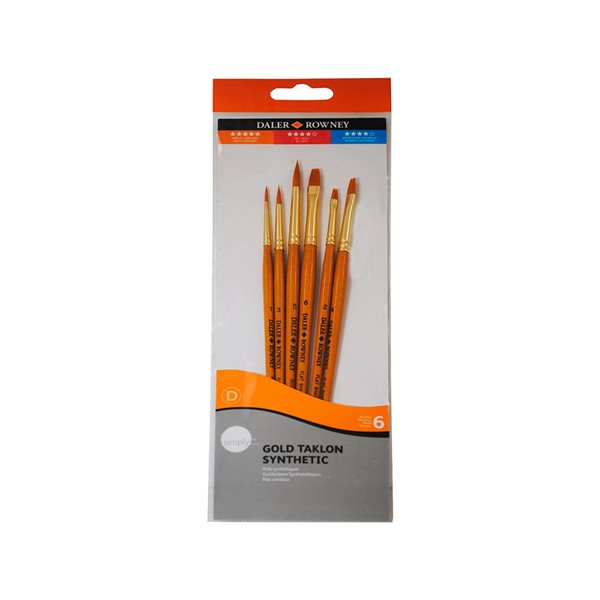 Pinceles Daler Rowney Simply Art Sintentico Mango Corto Dorado Blister De 6 Unidades
