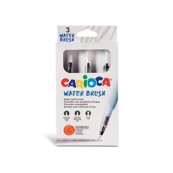 Pincel Carioca Recargable Agua Redondo Caja De 3 Unidades Puntas Surtidas