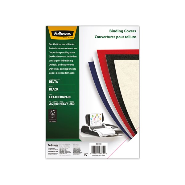 Tapa De Encuadernacion Fellowes Din A4 Carton Brillo Blanco Chromolux 250 Gr Pack De 100 Unidades