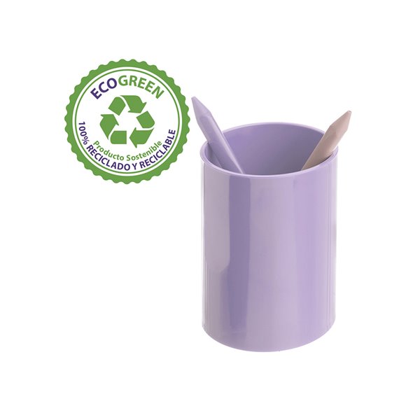 Cubilete Portalapices Archivo 2000 Malva Pastel Opaco Plastico 100% Reciclado Diametro 75 Mm Alto 105 Mm