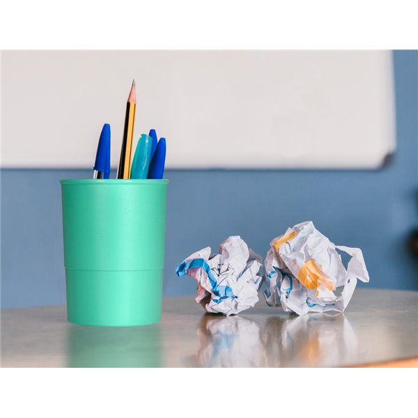 Cubilete Portalapices Q-Connect Verde Menta Pastel Opaco Plastico Diametro 75 Mm Alto 100 Mm