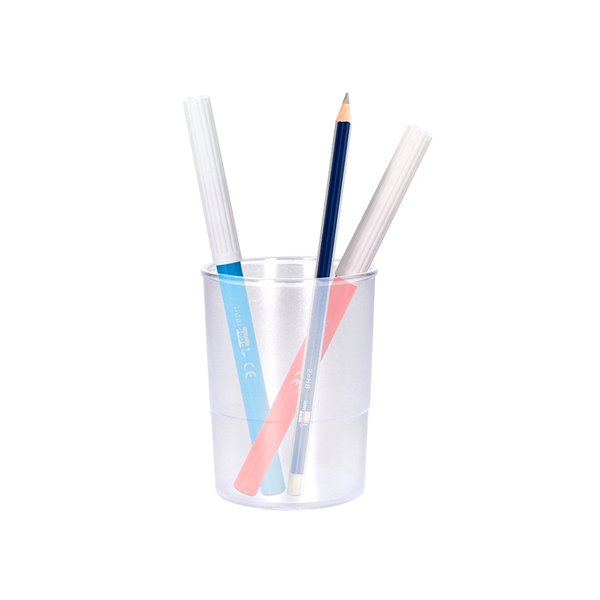 Cubilete Portalapices Q-Connect Transparente Plastico Diametro 75 Mm Alto 100 Mm