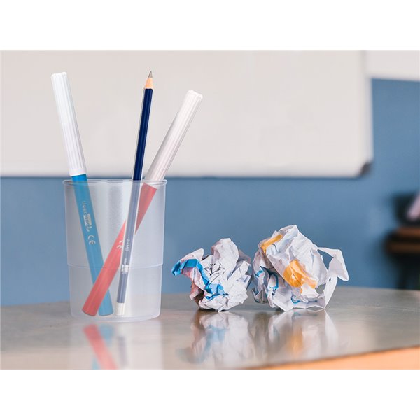 Cubilete Portalapices Q-Connect Transparente Plastico Diametro 75 Mm Alto 100 Mm