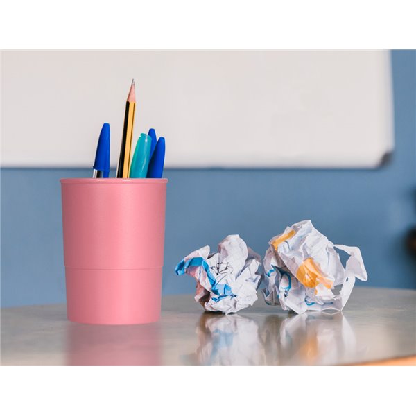 Cubilete Portalapices Q-Connect Rosa Pastel Opaco Plastico Diametro 75 Mm Alto 100 Mm