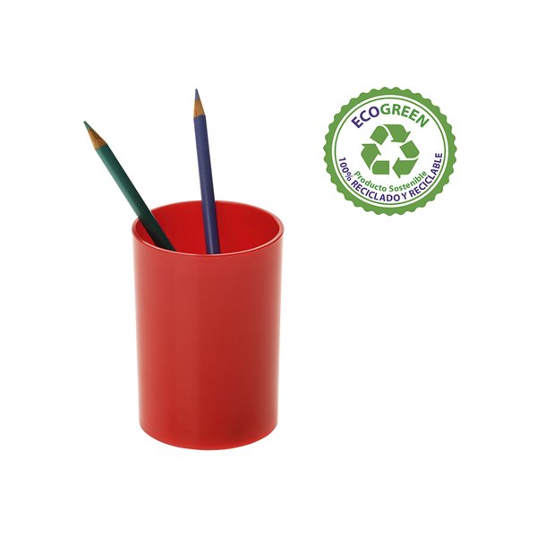 Cubilete Portalapices Archivo 2000 Rojo Opaco Plastico 100% Reciclado Diametro 75 Mm Alto 105 Mm