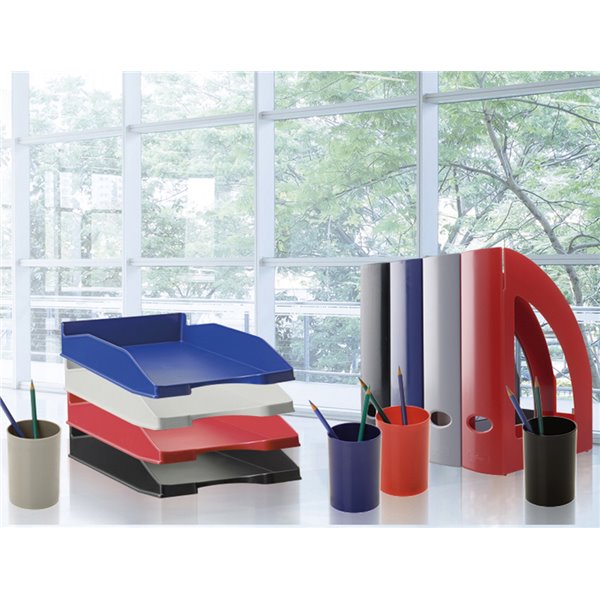 Cubilete Portalapices Archivo 2000 Rojo Opaco Plastico 100% Reciclado Diametro 75 Mm Alto 105 Mm