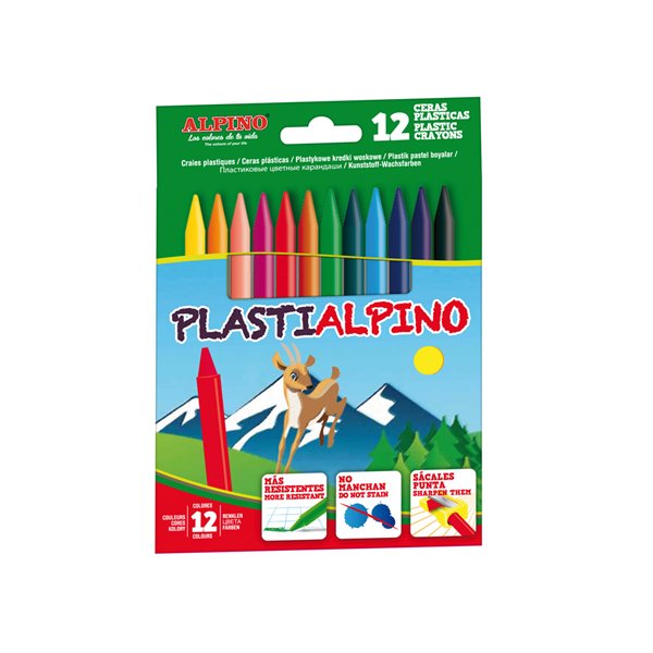 Lapices Cera Alpino Plasti Caja De 12 Unidades Colores Surtidos
