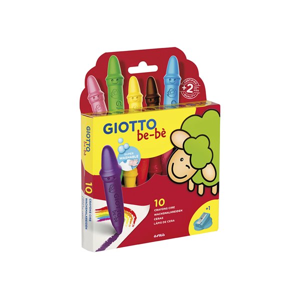 Lapices Cera Giotto Super Bebe Caja De 10 Colores Surtidos + Sacapuntas