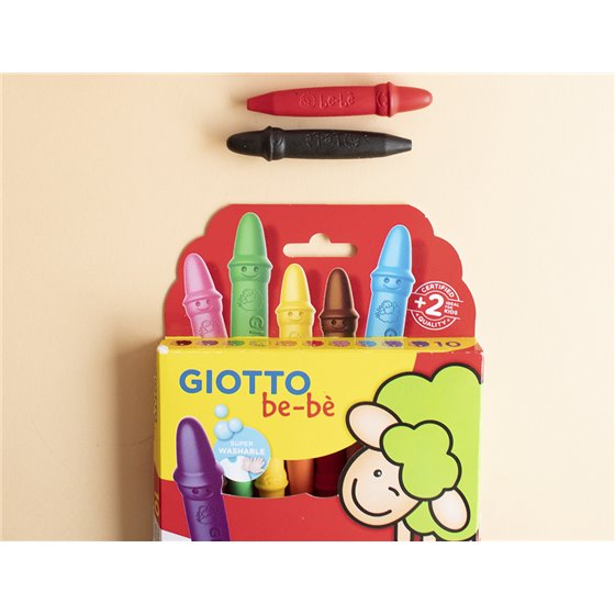 Lapices Cera Giotto Super Bebe Caja De 10 Colores Surtidos + Sacapuntas