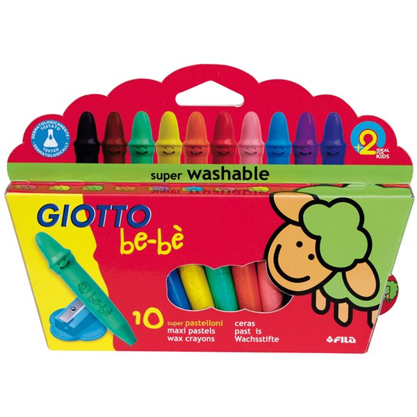 Lapices Cera Giotto Super Bebe Caja De 10 Colores Surtidos + Sacapuntas