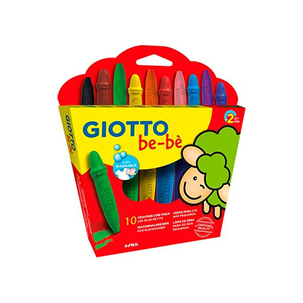 Lapices Cera Giotto Super Bebe Caja De 10 Colores Surtidos + Sacapuntas
