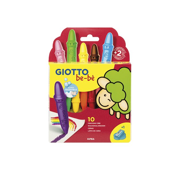 Lapices Cera Giotto Super Bebe Caja De 10 Colores Surtidos + Sacapuntas