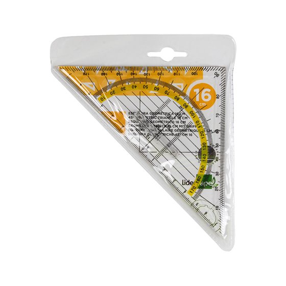 Escuadra Liderpapel Geometria 16 Cm Plastico Cristal Con Pestaña De Sujeccion