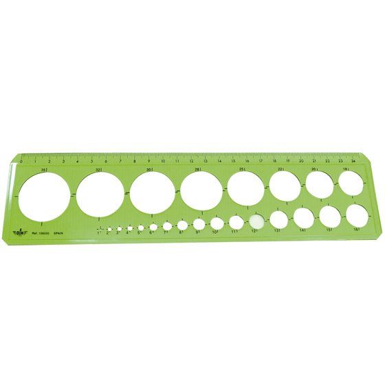 Plantilla Domingo Ferrer Circulos 1-35 Mm Plastico Verde