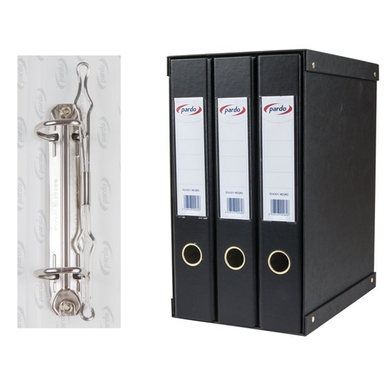 Modulo Pardo 3 Archivadores De Palanca Folio 2 Anillas De 40 Mm Color Negro 350X200X300 Mm