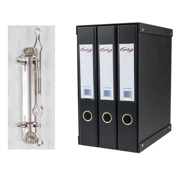 Modulo Pardo 3 Archivadores De Palanca Folio 2 Anillas De 40 Mm Color Negro 350X200X300 Mm