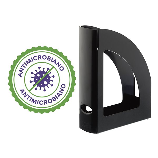 Revistero Archivo 2000 Antimicrobiano Sanitized Poliestireno Lomo 80 Mm Negro 250X80X320 Mm