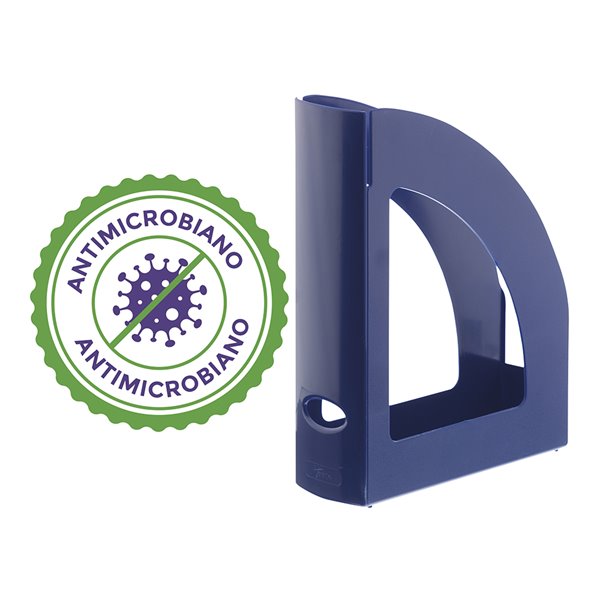 Revistero Archivo 2000 Antimicrobiano Sanitized Poliestireno Lomo 80 Mm Azul 250X80X320 Mm