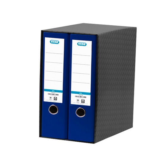 Modulo Elba 2 Archivadores De Palanca Din A4 Con Rado 2 Anillas Azul Lomo De 80 Mm