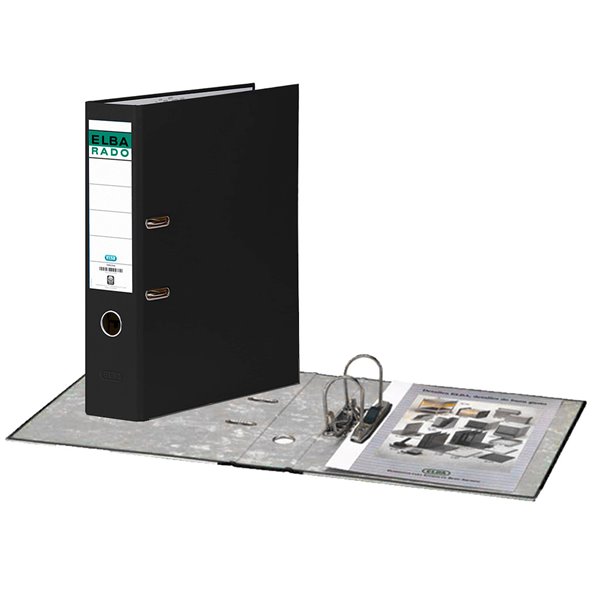 Archivador De Palanca Elba Chic Carton Forrado Pvc Con Rado Din A4 Lomo De 80 Mm Negro