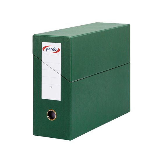 Caja Transferencia Pardo Folio Forrado Extra Doble Lomo 80 Mm Estuche Interior Con Tarjetero Verde