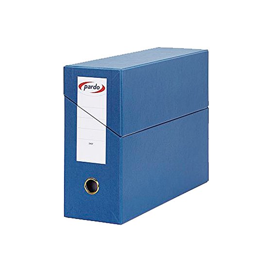 Caja Transferencia Pardo Folio Forrado Extra Doble Lomo 80 Mm Estuche Interior Con Tarjetero Azul