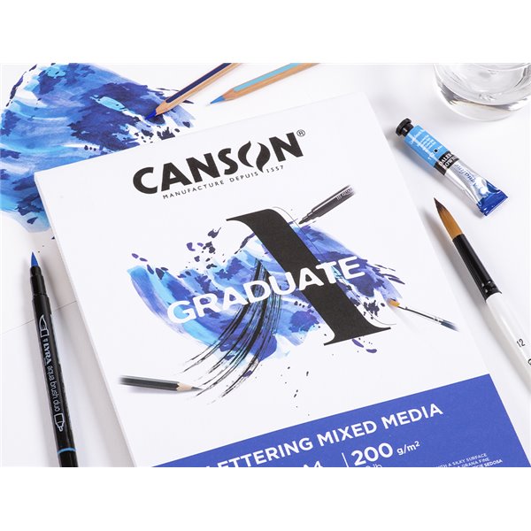 Bloc Dibujo Multitecnicas Canson Graduate Lettering Mixed Media 210X297 Mm Cm 20 Hojas 200 Gr