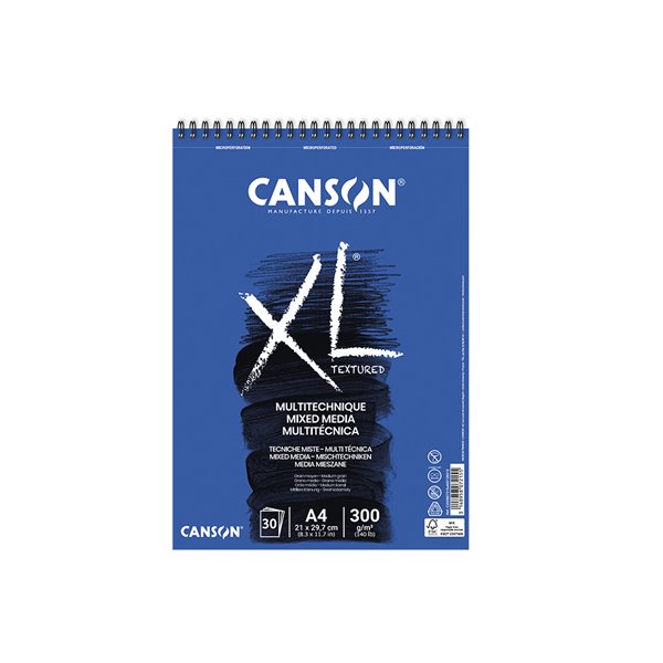 Bloc Dibujo Acuarela Canson Xl Mix Media Grano Medio Din A4 Microperforado Espiral 21X29,7 Cm 30 Hojas 300 Gr