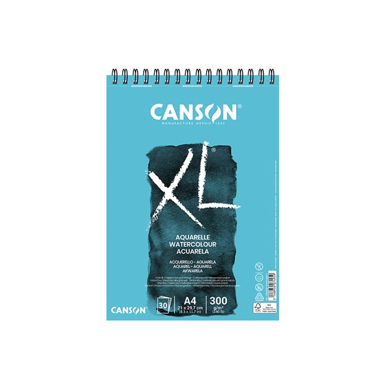 Bloc Dibujo Acuarela Canson Xl Aquarelle Grano Fino Din A4 Microperforado Espiral 21X29,7 Cm 30 Hojas 300 Gr