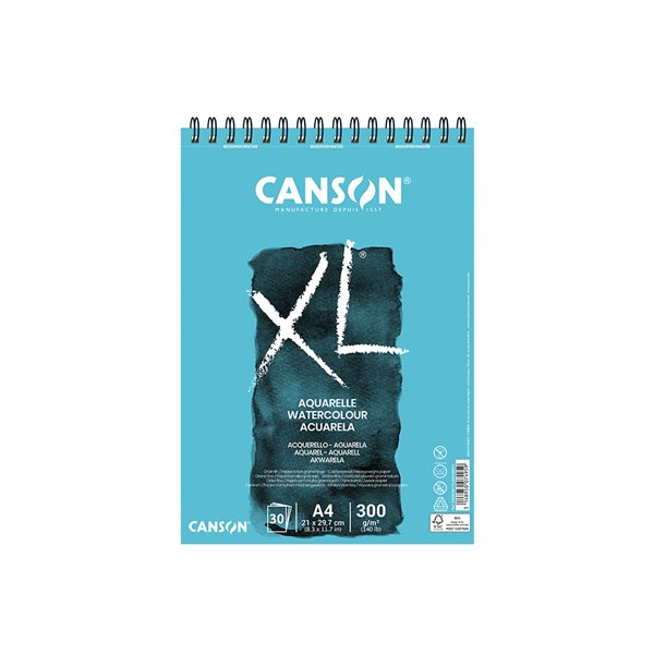 Bloc Dibujo Acuarela Canson Xl Aquarelle Grano Fino Din A4 Microperforado Espiral 21X29,7 Cm 30 Hojas 300 Gr