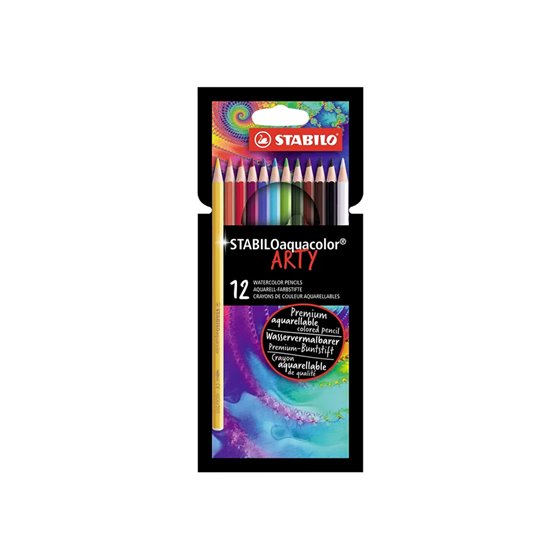 Lapices De Colores Stabilo Aquacolor Arty Line Acuarelables Estuche De Carton De 12 Unidades Colores