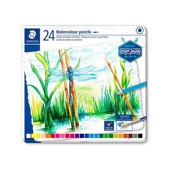 Lapices De Colores Staedtler Acuarelables Caja Metal De 24 Unidades Colores Surtidos