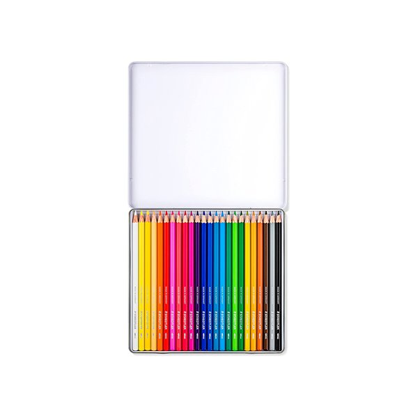 Lapices De Colores Staedtler Acuarelables Caja Metal De 24 Unidades Colores Surtidos