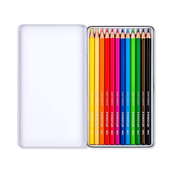 Lapices De Colores Staedtler Acuarelables Caja Metal De 12 Unidades Colores Surtidos