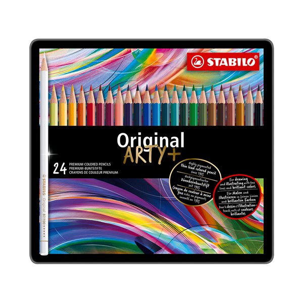 Lapices De Colores Stabilo Acuarelables Original Arty Estuche Metalico De 24 Colores Surtidos
