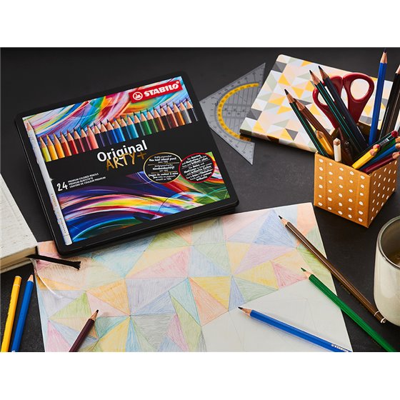 Lapices De Colores Stabilo Acuarelables Original Arty Estuche Metalico De 24 Colores Surtidos