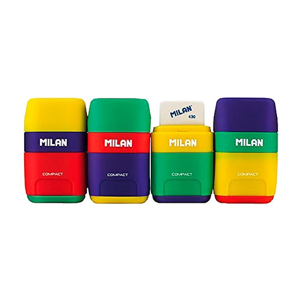 Sacapuntas Milan Plastico 2 Usos Con Goma Compact Mix