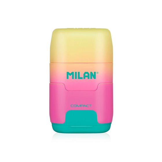 Sacapuntas Milan Compact Sunset Plastico 2 Usos Con Goma De Borrar Colores Surtidos