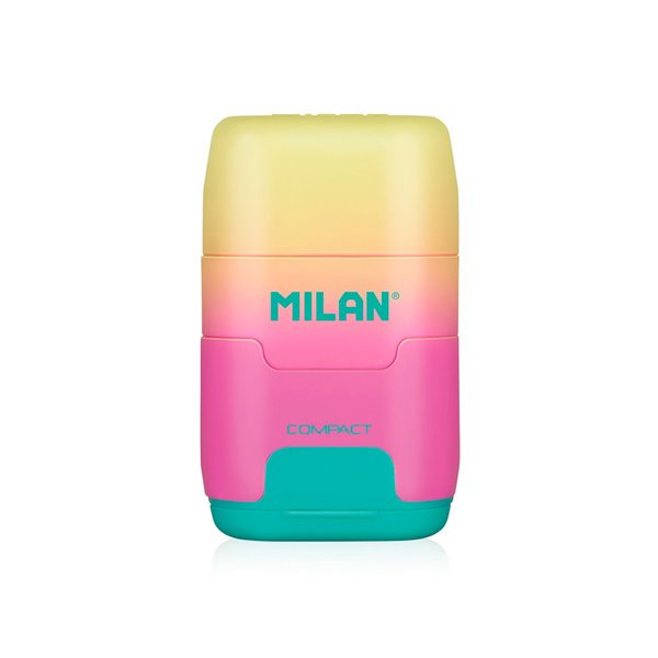 Sacapuntas Milan Compact Sunset Plastico 2 Usos Con Goma De Borrar Colores Surtidos