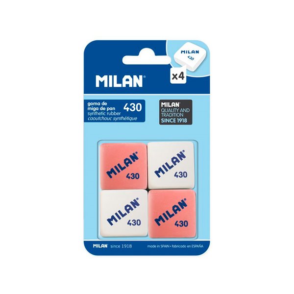 Goma De Borrar Milan 430 Blister De 4 Unidades