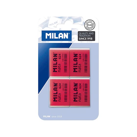 Goma De Borrar Milan Nata 624 Blister De 4 Unidades