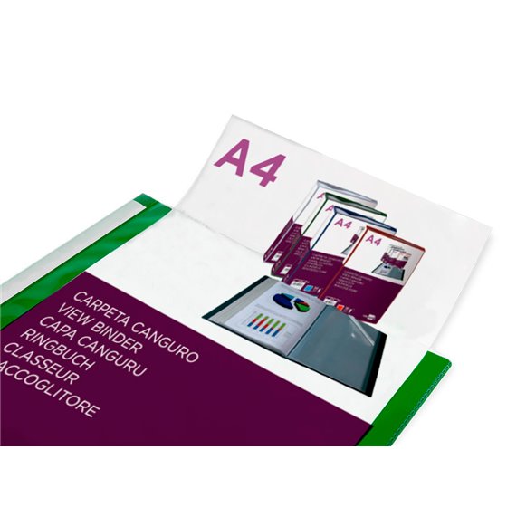 Carpeta Liderpapel 80 Fundas Canguro Pp Din A4 Verde Translucido Portada Y Lomo Personalizable