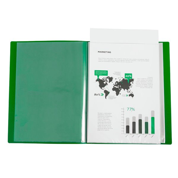 Carpeta Liderpapel 80 Fundas Canguro Pp Din A4 Verde Translucido Portada Y Lomo Personalizable