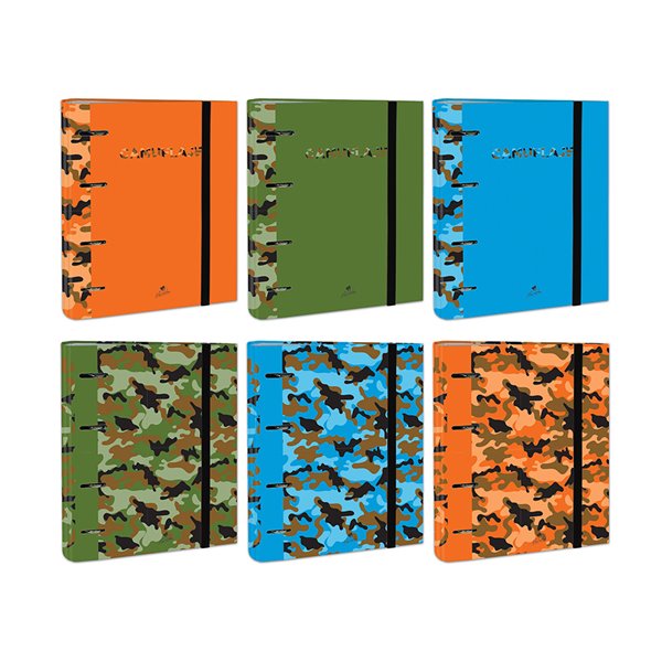 Carpeta De 4 Anillas De 40 Mm Mixtas Carton Forrado Folio Colores Surtidos Camuflaje 6 Diseños