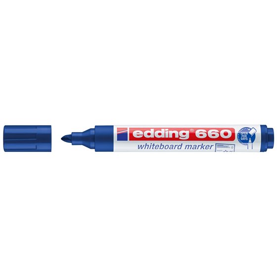 Rotulador Edding Para Pizarra Blanca 660 Color Azul Punta Redonda 1,5-3 Mm Recargable