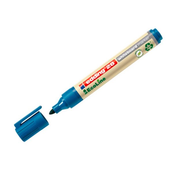 Rotulador Edding 28 Para Pizarra Blanca Ecoline 90% Reciclado Color Azul Punta Redonda 1,5-3 Mm Recargable